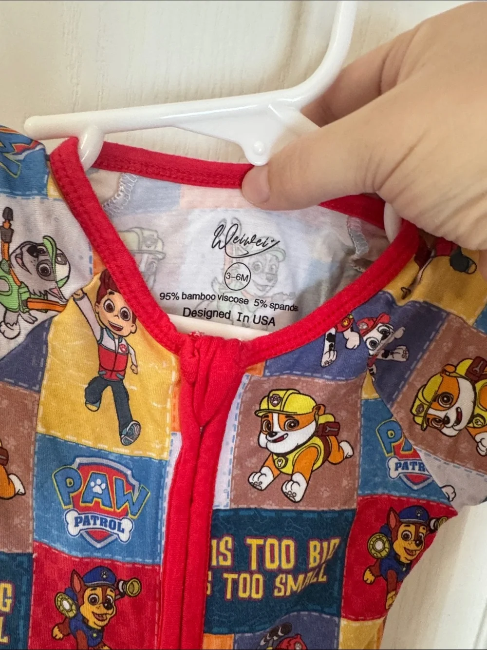 Paw patrol bamboo pajamas 3-6 months short sleeve zippy romper